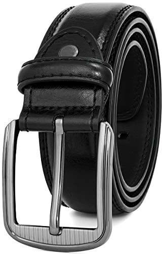 GSG SINCE 1998 Klassischer Ledergürtel für Herren - 37mm breit Gürtel Herren Leder Für Business und formelle Anlässe Gürtel für Männer Ledergürtel in Geschenkbox Schwarz 42-46 inch