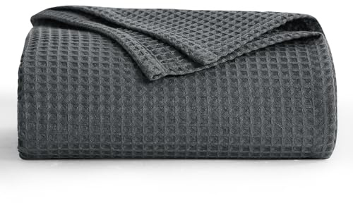 Aisbo Dünne Decke Sommer Grau - Waffelpique Sommerdecke Leichte Decke 130x150 cm als Sofadecke Couchdecke, Weich Kuschelige Wohndecke Wohnzimmer, Sofa Couch Flauschig Decke Überwurf