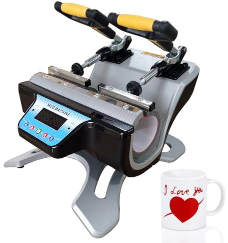 COUCHO Mug Heat Press Machine, 2 in 1 Double Station Mug Heat Press Sublimation Printing Machine, LCD Display Control, Portable Heat Transfer Print Machine with Intelligent Temperature Control