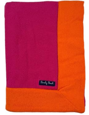 Telo Mare Tinta Unita MicroSpugna 100% Cotone Asciugamano Spiaggia (Fucsia-Arancione)