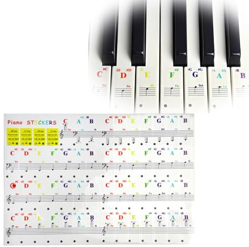 Klavier Keyboard Noten Aufkleber für 88/76/61/54/49/37 Tasten Farbige Klavieraufkleber für Keyboards Piano Kinder Lernen Anfänger