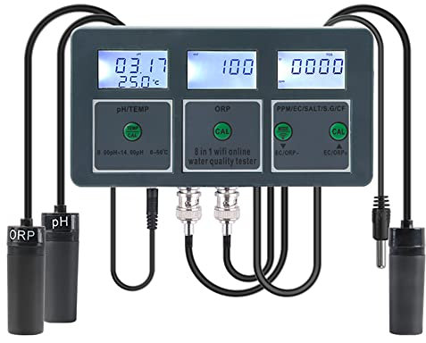 HUIOP Analizador de Agua WiFi Fishtank Probador de Calidad del Agua Alta precisión Uso en el hogar Máquina de Prueba de Calidad del Agua Analizador de Monitor de Agua para acuarios Piscina hidroponía