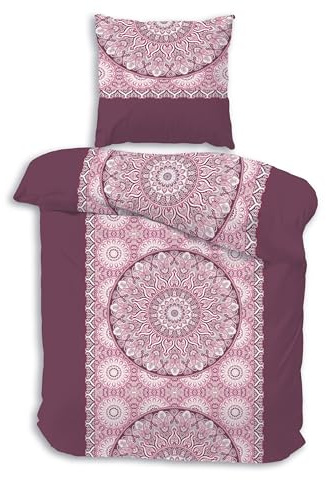 Träumschön Premium Bettwäsche 135x200 + 80x80 cm - Traumfänger Design Weinrot - Sommer Bettwäsche aus Baumwolle – Weich, Atmungsaktiv & Hautfreundlich - bügelfrei