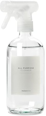 MAISONOVO Glas-Sprühflaschen zur Reinigung, 500 ml, transparent, 1 Stück mit 16 Etiketten