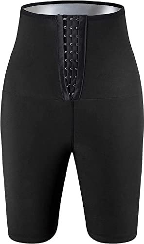 Sport-Strumpfhose, Leggings für Damen, Sauna-Schwitzhose, Workout, Abnehmen, Hot Yoga, Bauch, Fatburner, Taillentrainer, verstellbare Taille vorne, 3 Reihen Haken, Frau, L-XL