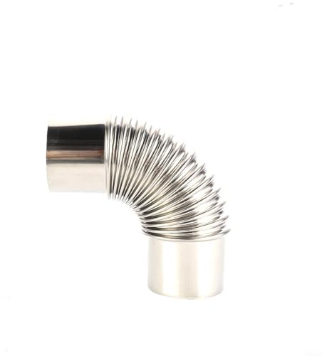EXTRWORY Stainless Steel 90 Degree Angle Piece Chimney Insert Bend 90° Multi Flue Stove Pipe Gas Water Heater Exhaust Pipe, Stainless Steel Strong Exhaust Pipe, Windproof Cap, Decorative Cover (70 mm)