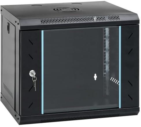 vidaXL Coffret de réseau Mural 9U 19 IP20 53x40x45 cm, Coffret de réseau Mural, Armoire de données, Support de réseau, Armoire de réseau de Rangement