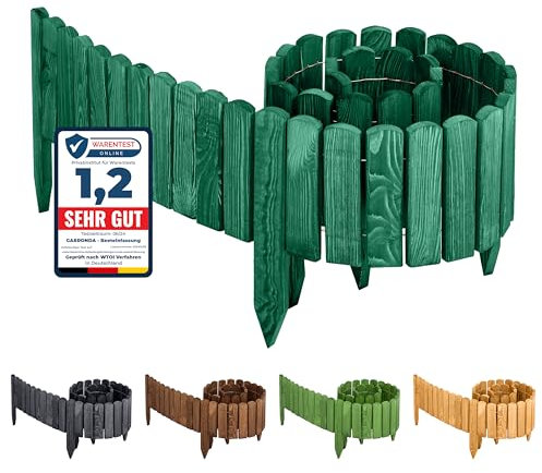 Garronda Recinzione giardino esterno Bordino per aiuole Bordatura flessible esterna Staccionata in legno Decorazione da frutteti Palizzata Lunghezza: 200 cm GD-0046 (Verde Smeraldo, Altezza: 30 cm)