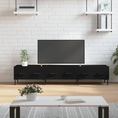 Iiaky Mueble de TV Madera de ingeniería Negro 150x36x30 cm Muebles De TV Salon Colgante MóVel Mesa Televisor