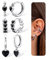 YADOCA 3 Paar Ohrringe Silber 925 Set für Damen Hypoallergene Schwarze Herz Ohrringe Klein Creolen Silber