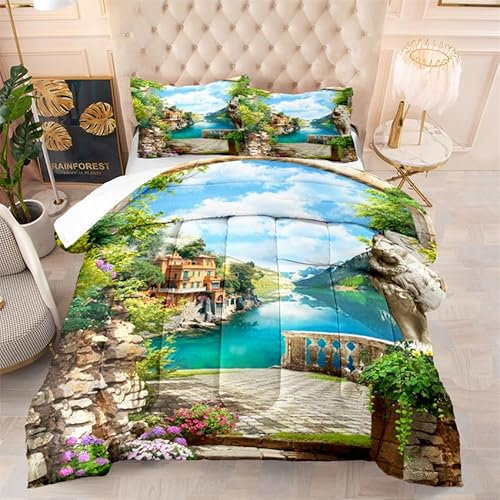 Duvet Bunte Landschaft Bedruckte Schlafdecke Ganzjahres Bettdecke Winter Aesthetic Komfort Bett Decke Maschinen Waschbar
