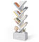 Xbro Libreria a forma di albero, libreria a 7 livelli, con cassetto in tessuto, albero CD, DVD, in legno, per soggiorno, camera da letto, ufficio, 38 x 19,5 x 113 cm, bianco