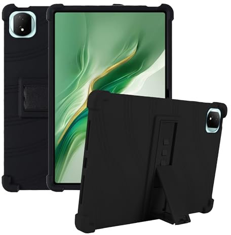 Heioloo Coque pour Honor Magic Pad 2, Étui de Protection en Silicone Antichoc avec Coins Renforcés, Fonction Support Souple Silicone Bumper Housse - Noir
