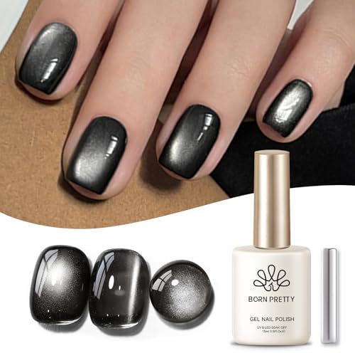 Born Pretty Esmaltes Ojo de Gato Semipermanentes para Uñas Jelly Negra Brillo de Cristal Translúcido Pintauñas Semipermanentes Cat Magnético Eye Gel Polish