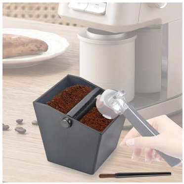 Furforstk Coffee Knock Box 800ml sage Knock Box with Coffee Brush Coffee Grounds Knock Box with Removable Knock Lever Barista Accessories Black Coffee Machine Accessories, Coffee bin