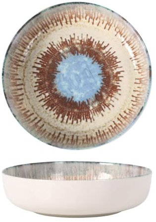 Lot de 12 assiettes bol saladiers MINAS plats ronds creux en porcelaine 75cl - Diamètre 18 cm x hauteur 4,5cm