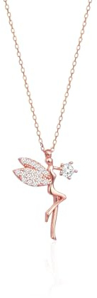 Einzelstück® Halskette mit Fee Anhänger 925 Sterling Silber I Damen Silberkette Engel I Elfe Schmuck Geschenk Mädchen 14K Gold & Roségold