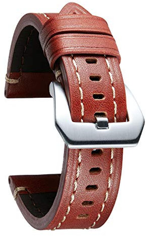 Banda de reloj inteligente Compatible con Galaxy Watch 42 mm/46 mm, Active 2, Gear S3 S3 Classic/Frontier Vintage Retro Reloj Corres de aceite Top Grano de grano Correa de cuero genuina (20/22 mm)