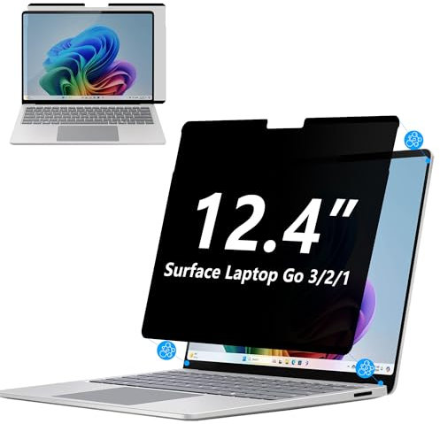 Adeway Privacy Screen Protector for Surface Laptop Go 3-2-1 12.4 Inch, Magnetic Nano, Anti-Spy, Removable, Blue Light & UV Blocking, Anti-Glare