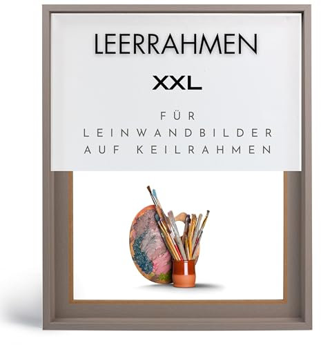 NB Akzent Schattenfugenrahmen XXL 80x120 cm - Grau – Leerrahmen mit Tiefeneffekt aus MDF Holz in zerlegter Form – für Leinwandbilder auf Keilrahmen