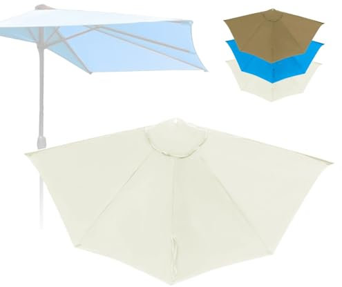 IMUNKT Weiß Halbrund Sonnenschirm Ersatzbezug 2.7m 5 Rippen, Halbschirm-Abdeckung Ersatzteile, Sonnenschirm-Stoffbezug Ersatzabdeckung Für Balkon, Garten, Pool(Beige)
