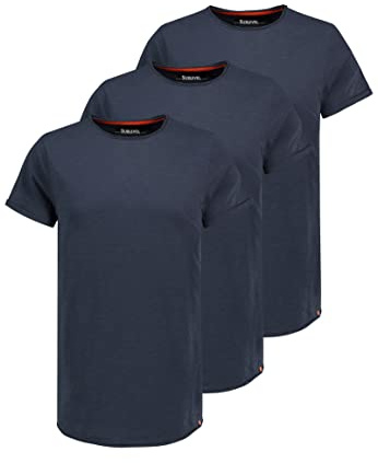 Sublevel 3er Pack Herren Basic T-Shirt mit Rundhals und Rollkante,