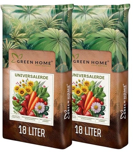 Green Home Universalerde 36L - für Zimmerpflanzen, Balkon und Garten. Strukturstabil mit Perlite und Kokosfaser. Ist als Blumenerde, Tomatenerde, Kräutererde und Erde Gemüsepflanzen geeignet