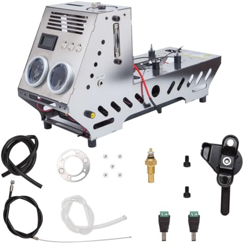 ENGINEMECH Engine Base & Electronics Kit for ENJOMOR GS-L4 – Stainless Steel Platform with CDI Ignition, ESC, RPM Tachometer, Fuel Tank, Temp Gauges, Radiator – DIY Assembly for Model Engine Display