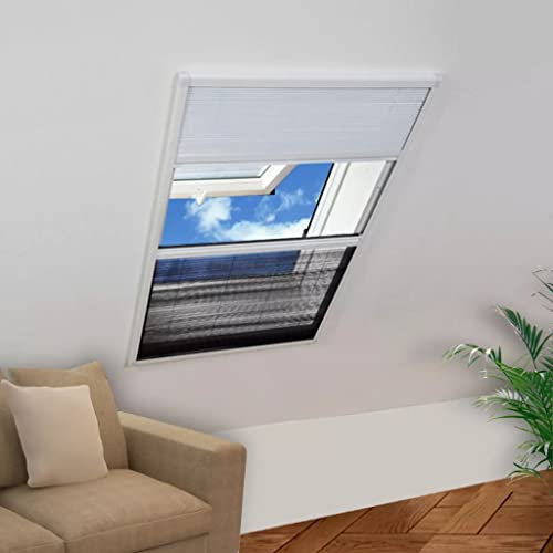 Snsowed Zanzariera Plissettata in Alluminio 80x120 cm con Tendina,Zanzariera Plissettata per Finestre, Zanzariera per Finestra Zanzariera-142617