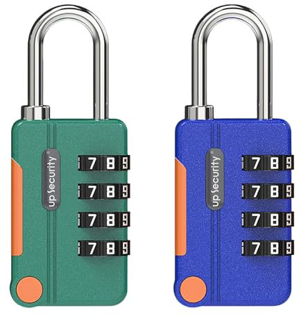 Lotnery 2 Pack Combination Padlock Blue and Green - Secure 4-Digit Locks for Luggage, Gym Lockers & Cabinets | Rustproof Zinc Alloy (6.7x2.7x1cm) | Resettable Code Padlocks