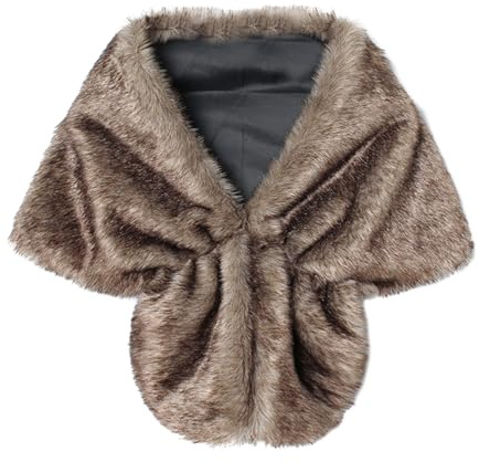 YJZQ Châle d'épaule fausse fourrure Étole à Gilet - Manteau de Soirée années 1920 & Écharpe Femme Cape Mariage Boléro Cape Nordique - EU36 pour Cérémonie Fête