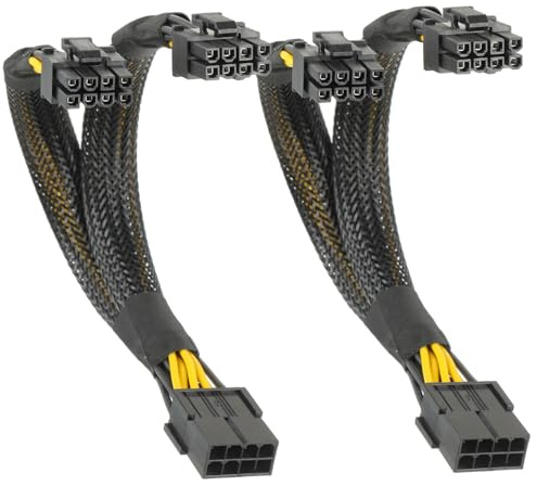 JAMHER 2 Stücke PCIe 8 Pin auf Dual 8 Pin (6+2) Power Adapter, für GPUs PCI-e Netzteil Erweiterung Kabel 8.66 inch (22cm)