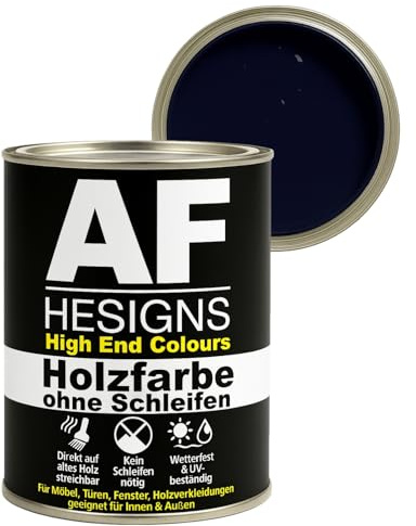 Alex Flittner Designs Peinture pour meubles sans ponçage en bleu nuit RAL5022 satiné 750 ml laque pour meubles bois et métal pour intérieur et extérieur