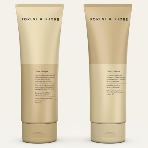 Forest & Shore Shampoo und Conditioner Set für Haarwachstum – Rosmarin Shampoo gegen Haarausfall mit Biotin, Koffein & Baicapil – 98% Natürlich, Sulfatfrei & ohne Silikone – Für Damen & Herren – 500ml