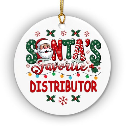 Santa's Favorite Distributor Christmas Ornament 2025 - Two-Sided Ceramic Ornament Gift for Distributor, Coworkers, Friends, Women & Men