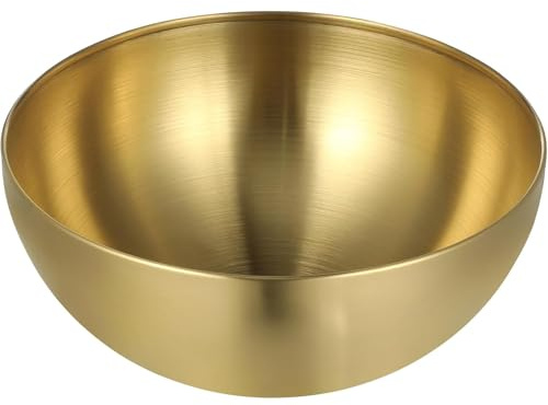 Ragyzity Stainless Steel Mixing Bowl, 1.5L Large Gold Serving Bowl, Kitchen Salad Bowls, Multi-Function Serving Bowls for Fruit, Ramen, Pasta, BBQ, Dishwasher Safe, Unbreakable and Reusable