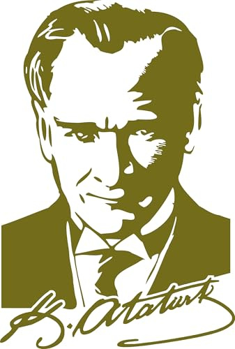 Atatürk Aufkleber – Selbstklebender Vinyl Sticker – Wasserfest & UV-beständig für Auto, Laptop, Fenster & Motorrad- PL - 023 (Gold)