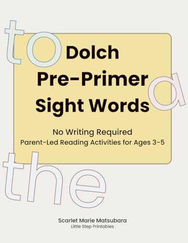 Dolch Pre-Primer Sight Words: No Writing Required | Parent-Led Reading Activities for Ages 3-5