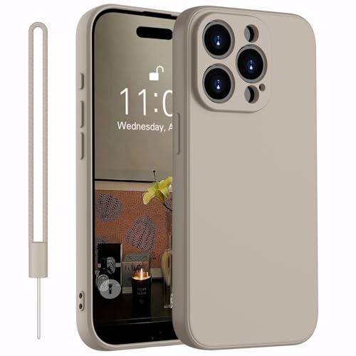 Kukiwhy für iPhone 15 Pro Hülle Silikon mit 1 Lanyard, Titanium Grau | Dünn Slim Case mit Microfiber-Innenfutter Handyhülle für iPhone 15 Pro, Rundumschutz mit Kratzfeste Schutzhülle