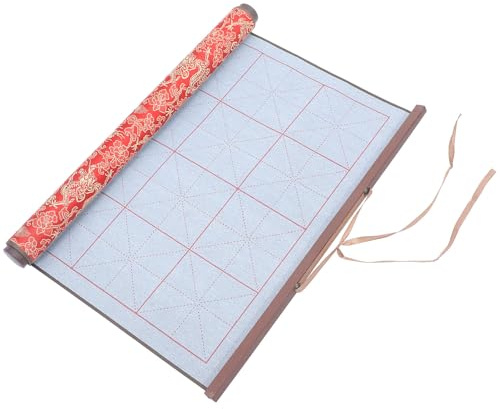 Lurrose Tapis de Calligraphie Chinoise en Brocart Rouge, Léger et Facile à Ranger, Tissu Pliable pour Écrire à L'eau, pour Débutants et Entraînement la Maison