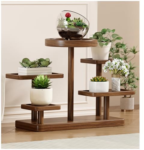 Desktop Wooden Plant Stand, Small Tiered Plant Shelf for Indoor Succulents, Cactus, Air Plants, Display Organizer Stand, Space-Saving Flower Display Holder for Home Office, Gifts for Mother's Day