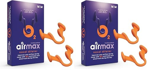 Air Max Nasenspreizer -76,1% mehr Luft - besser atmen, besser schlafen - Nasenöffner gegen Schnarchen | 2 Stück, Größe M | Packung für 4 Monate | Nasendilatator für freie Nasenatmung* (Packung mit 2)