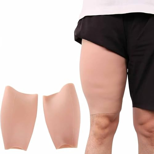 Générique Ensemble de jambes artificielles en silicone, 1 paire de coussinets de cuisse en silicone réalistes, manchons en silicone correctifs portables pour mollets, pour jambes tordues,Large