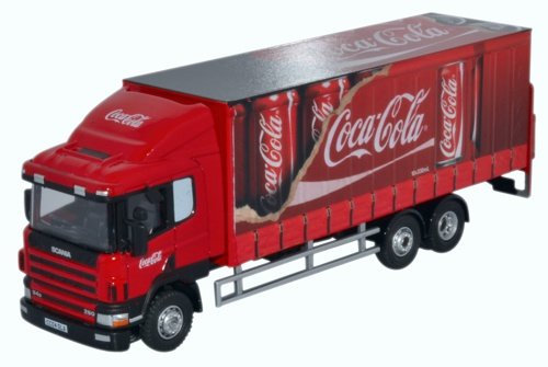 Oxford Die Cast Scania 94D 6-Wheel Curtainside - Coca Cola