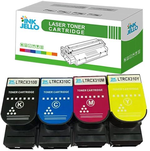 Inkjello Lot de 4 Cartouches de Toner de Remplacement Reconditionnées pour Lexmark CX310dn CX310n CX410de CX410dte CX410e CX510de CX510dhe CX510dthe 802K/C/M/Y (Noir/Cyan/Magenta/Jaune)