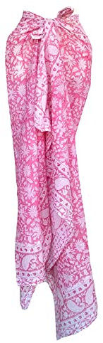 Rastogi Handicrafts Pareo de algodón 100 % con estampado de bloques de mano para mujer, traje de baño largo (73 x 44 pulgadas), Rosa 2, L