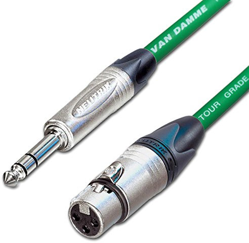 Female XLR to ¼ TRS Jack Lead. Balanced Van Damme Mic Cable. Short 10m 6m 3m 20m (40m, Green)