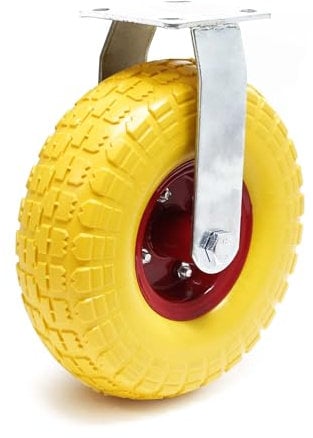 Wiltec Ruota fissa anti-foratura gialla 258x78mm max 150 kg con cerchio in metallo