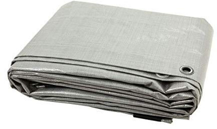 4 x 8 m Silver Tarpaulin Waterproof Heavy Duty Tarp Sheet Cover, Groundsheet - Waterproof, Weatherproof, Frost-Resistant, UV Protection, Universal, Multipurpose, Reinforced Eyelets