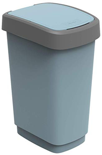Rotho Twist Mülleimer 25l mit Deckel, Kunststoff (PP recycelt) BPA-frei, blau, 25l (33.3 x 25.2 x 47.6 cm)